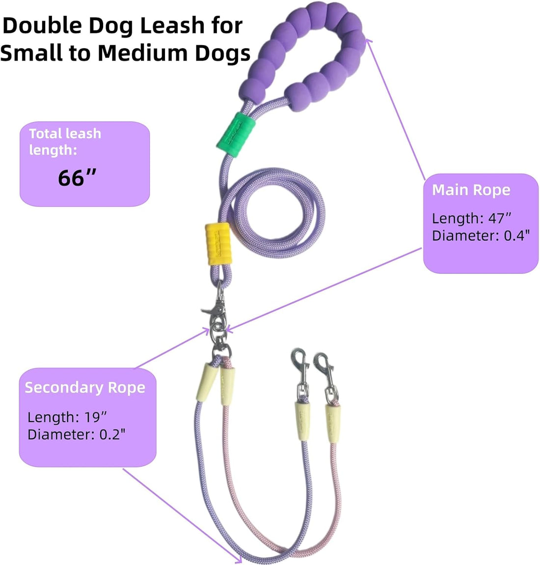 Double Dog Leash for 2 Small Dogs