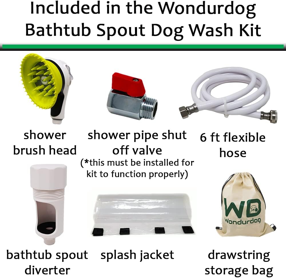 Wondurdog Dog Wash Bathtub Spout Kit, Garden Hose