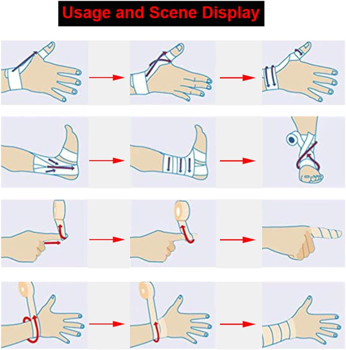 6 Rolls Self-Adhesive Bandage Wrap Grip Tape Wrap Cover Tattoo