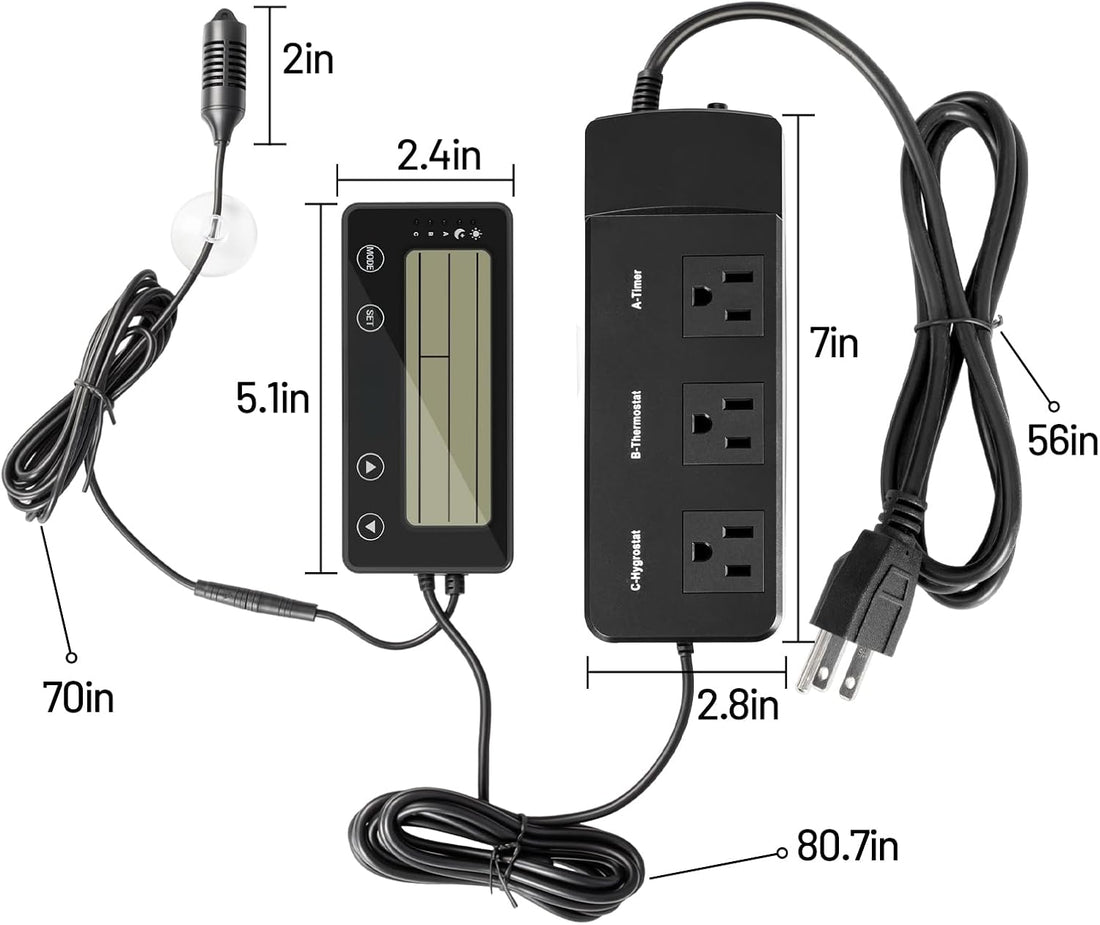 3-Channel Reptile Thermostat & Hygrostat with 40 Preset Modes