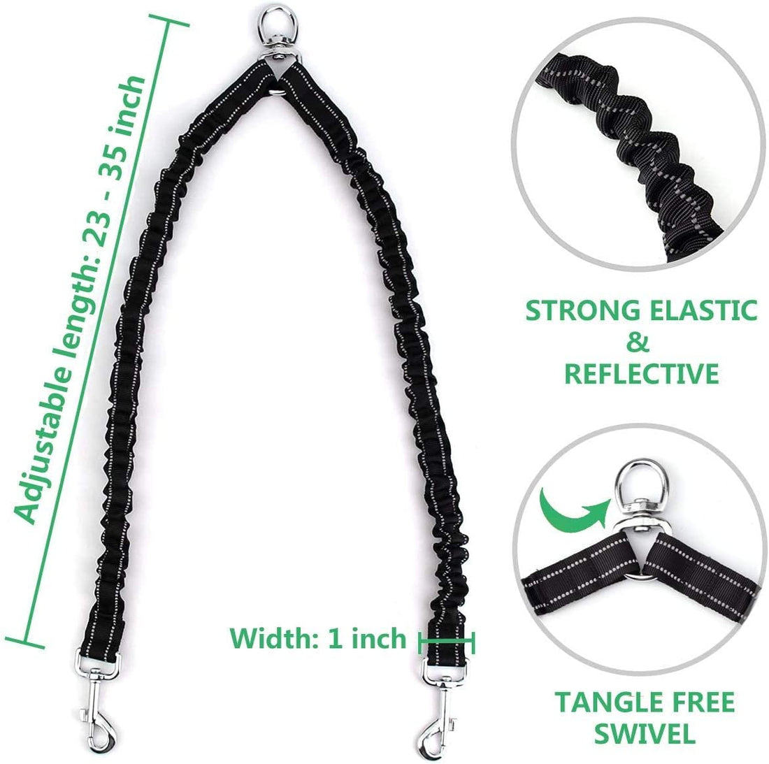 Dual Retractable Dog Leash for 2 Large Dogs