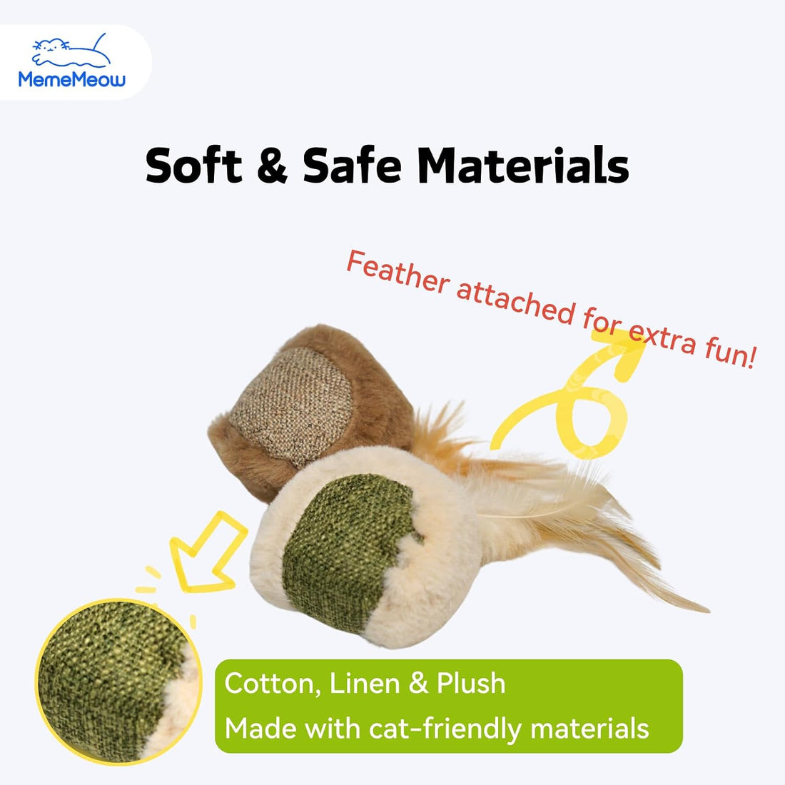 MemeMeow Catnip-Infused Plush Cat Toys, 2-in-1 Pack
