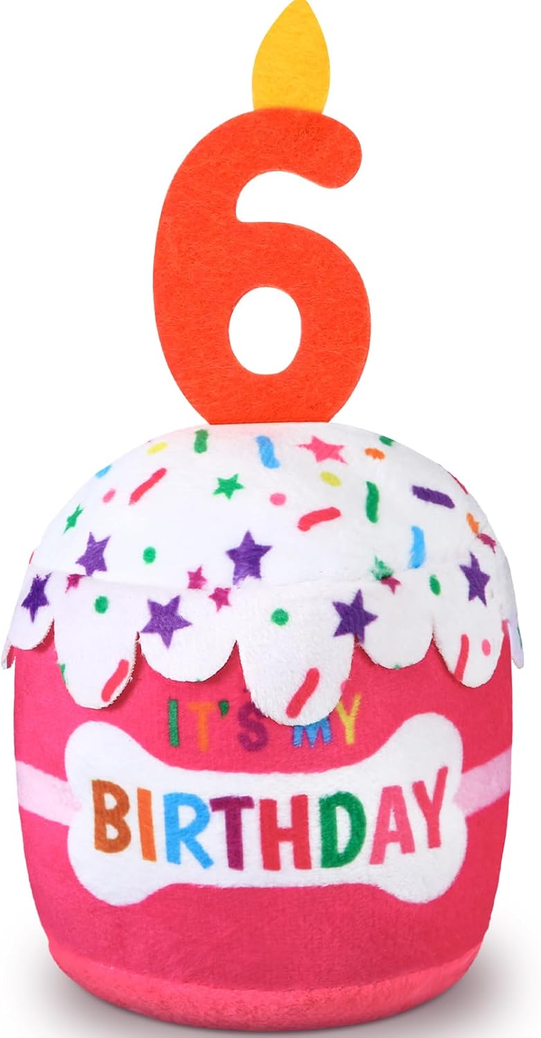 Dansydaisy Dog Birthday Cake Toy Squeaky Plush Gift