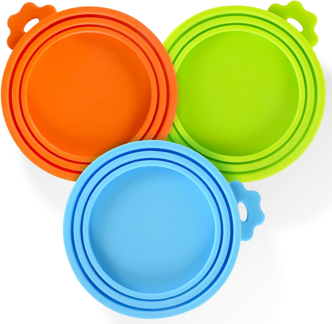 SHENGQIDZ 3 Pack Pet Food Can Covers Universal Can Lids Safe/Silicone