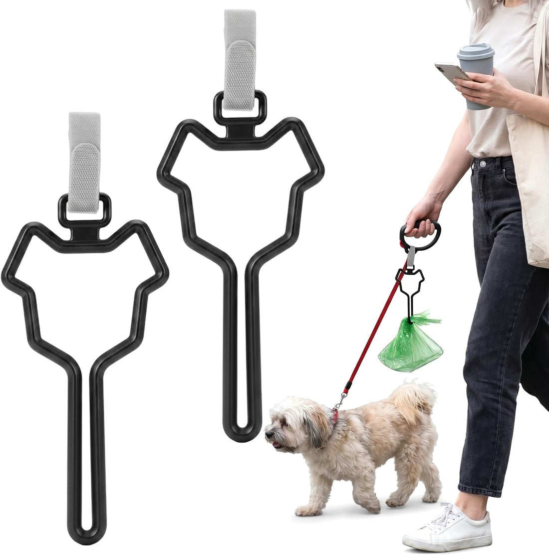 Dog Poop Bag Carrier, 2 Pcs, Black