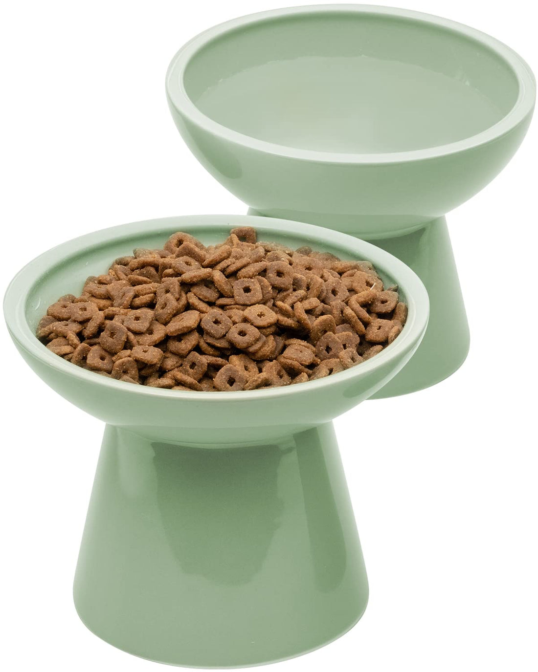CEEFU 2 Elevated Ceramic Cat Bowls Extra Wide for Food & Water