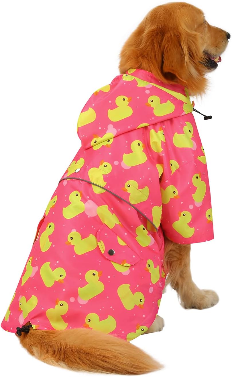 HDE Dog Raincoat Poncho Double Layer Zip Rain Jacket with Removable