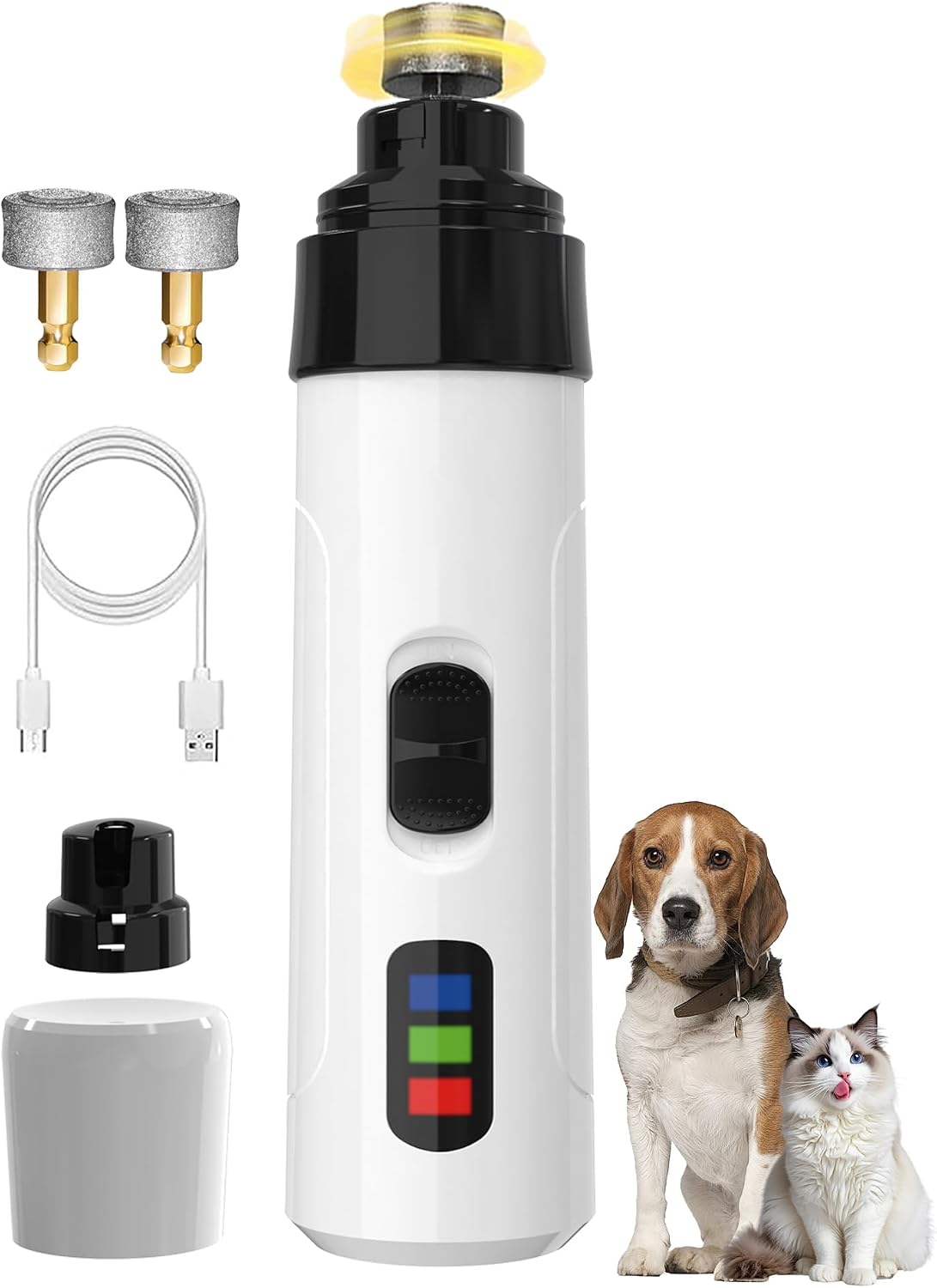 Quiet Electric Pet Nail Grinder with 2 Speeds for Dogs Cats