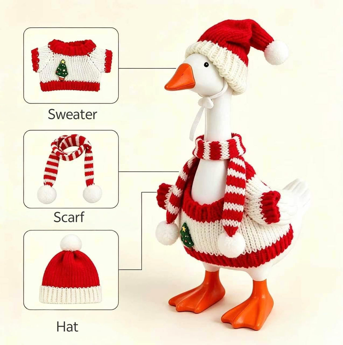 7 Inch Christmas Desk Goose Outfits（Christmas Red）