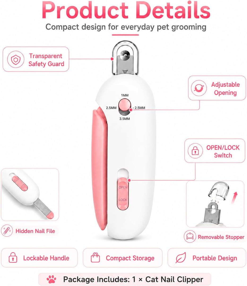 Wanheart Cat Nail Clipper, 4-Size Safety Guard, Nail Catcher & File