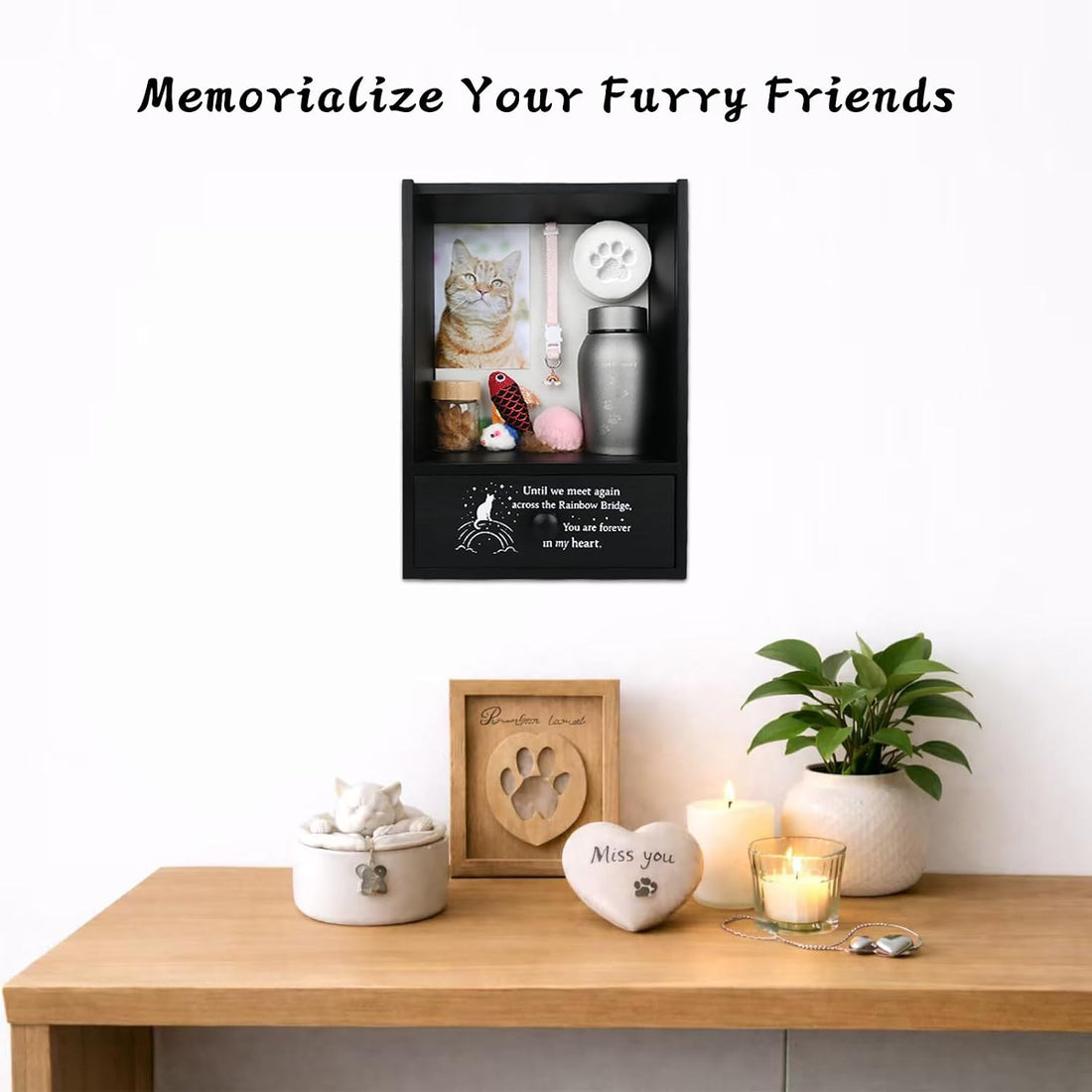 Pet Memorial Shadow Box Keepsake 9.2x13 Cat Memorial Gifts for Loss