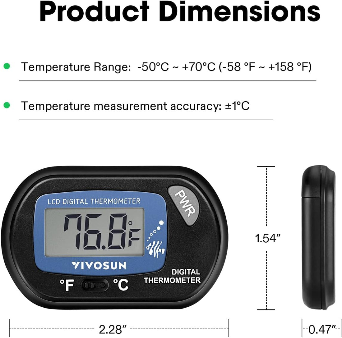 VIVOSUN 1-Pack LCD Digital Aquarium Thermometer