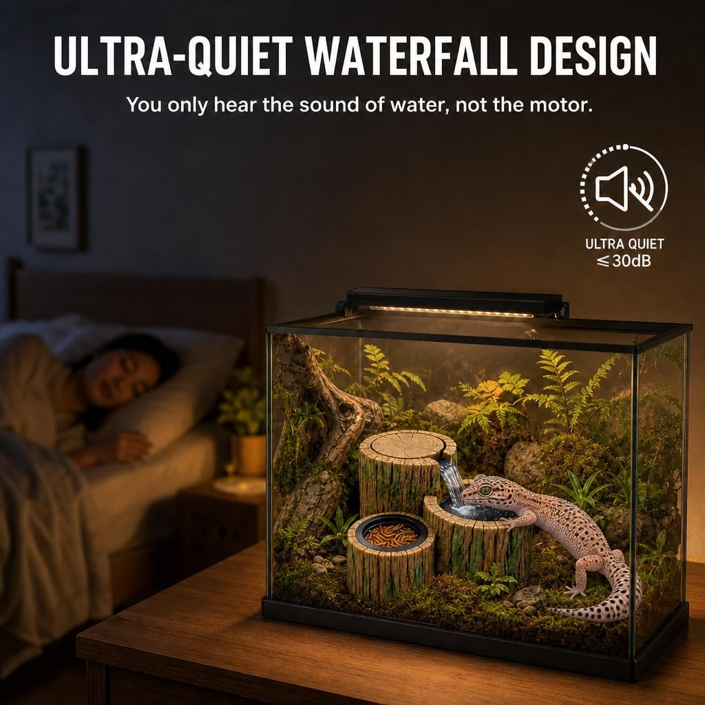 2 in 1 Reptile Water Fountain with Food Dish