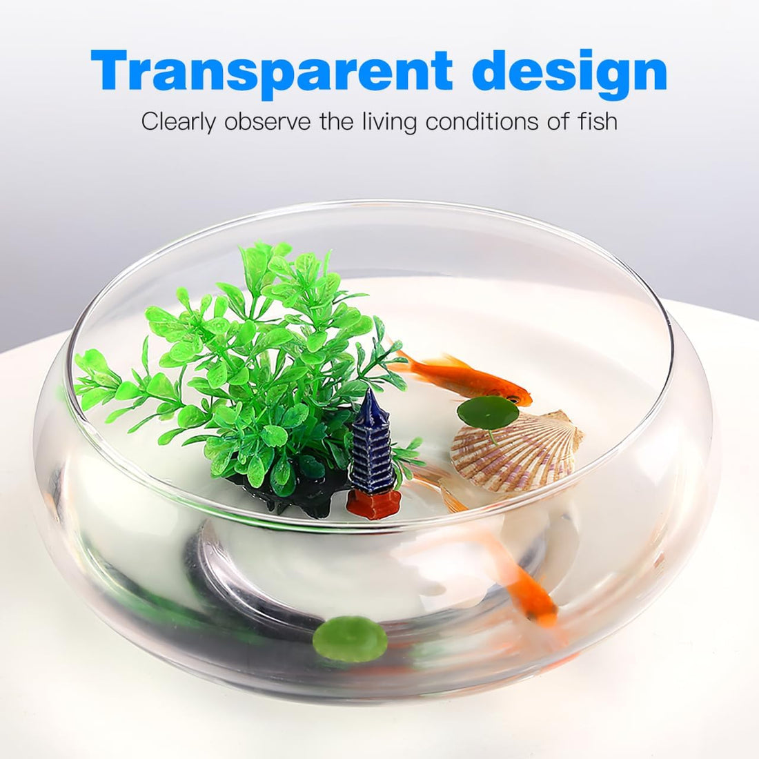 DECHOUS Transparent Aquarium Tank Clear Betta Tank for Desktop