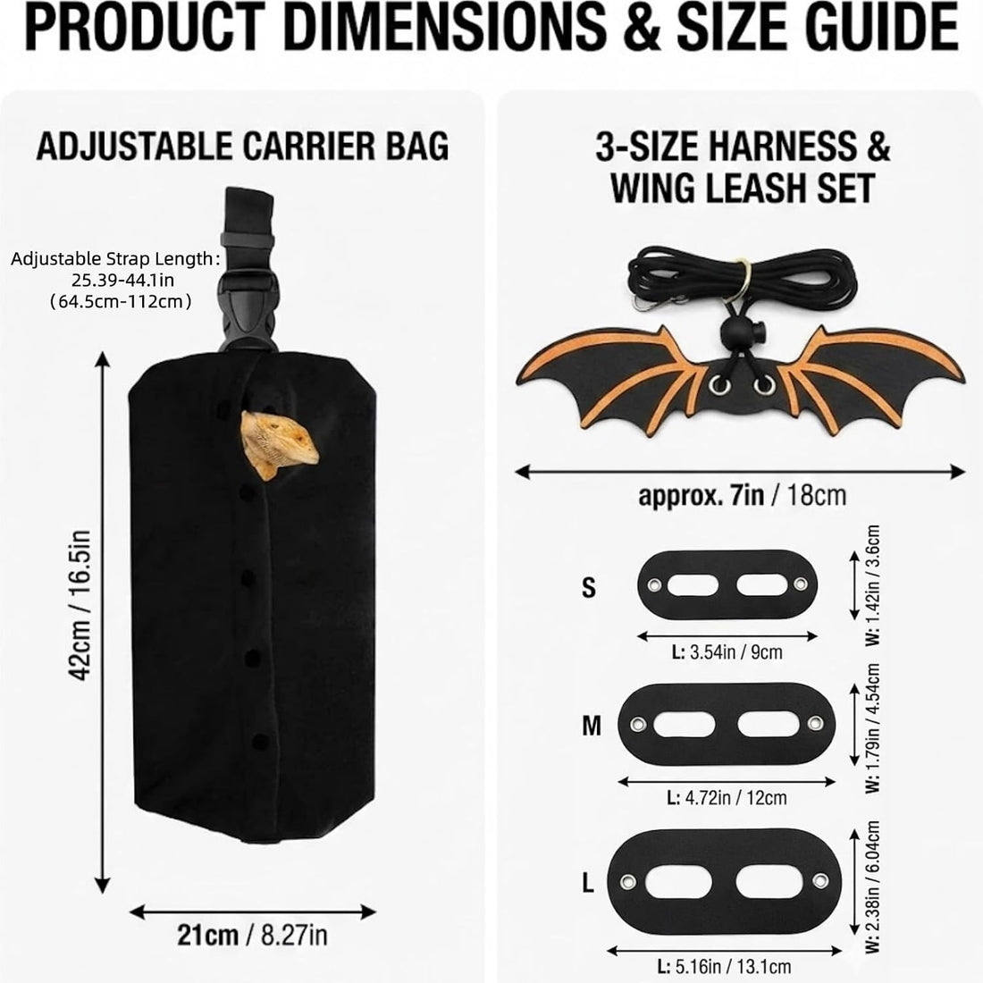 Bearded Dragon Carrier Sling & Leash Harness Set
