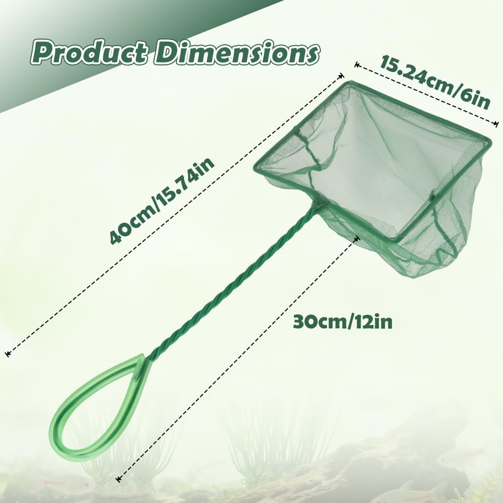 3 Pack Fish Net Aquarium Fine Fishing Mesh with Plastic Handle, 6-Inch
