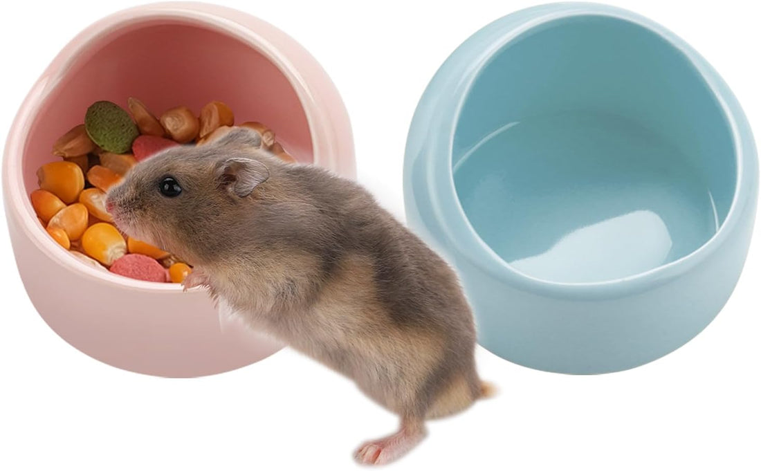 VanEnjoy 2 Pack Small Hamster Food Bowl Ceramic Guinea Pig Food Dish