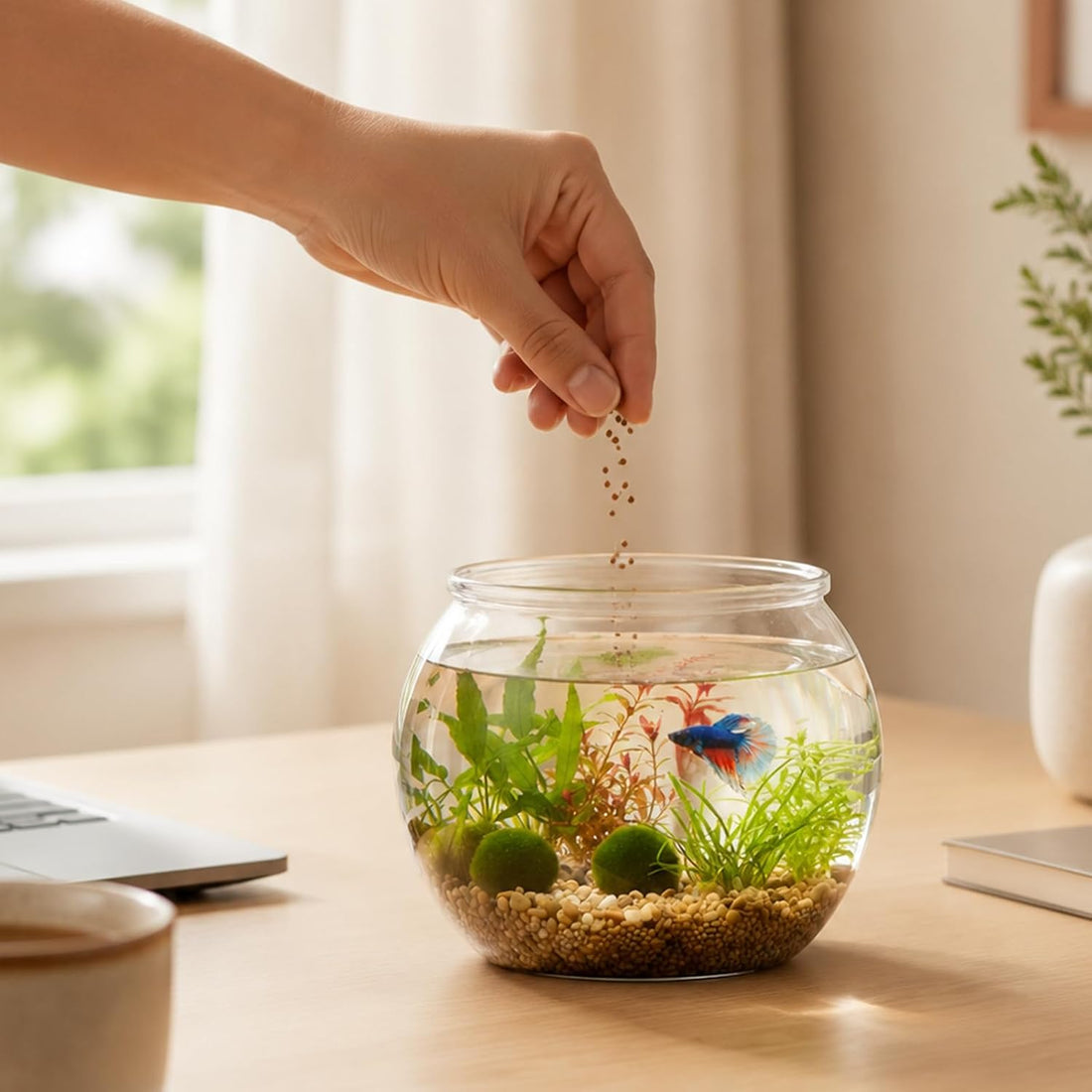 Mini Plastic Fish Bowl 30 oz Round Tabletop Aquarium Decorative