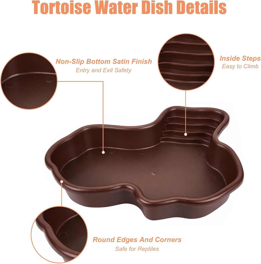 Petmolico Large Reptile Water Dish Non-Slip Bottom Habitat Accessories