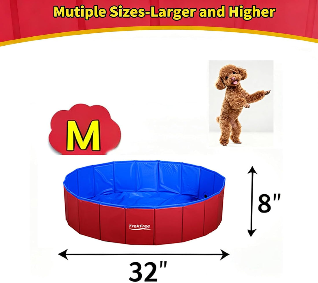 Foldable Dog Pool, Collapsible Plastic Dog Swimming Pool, 32x12in