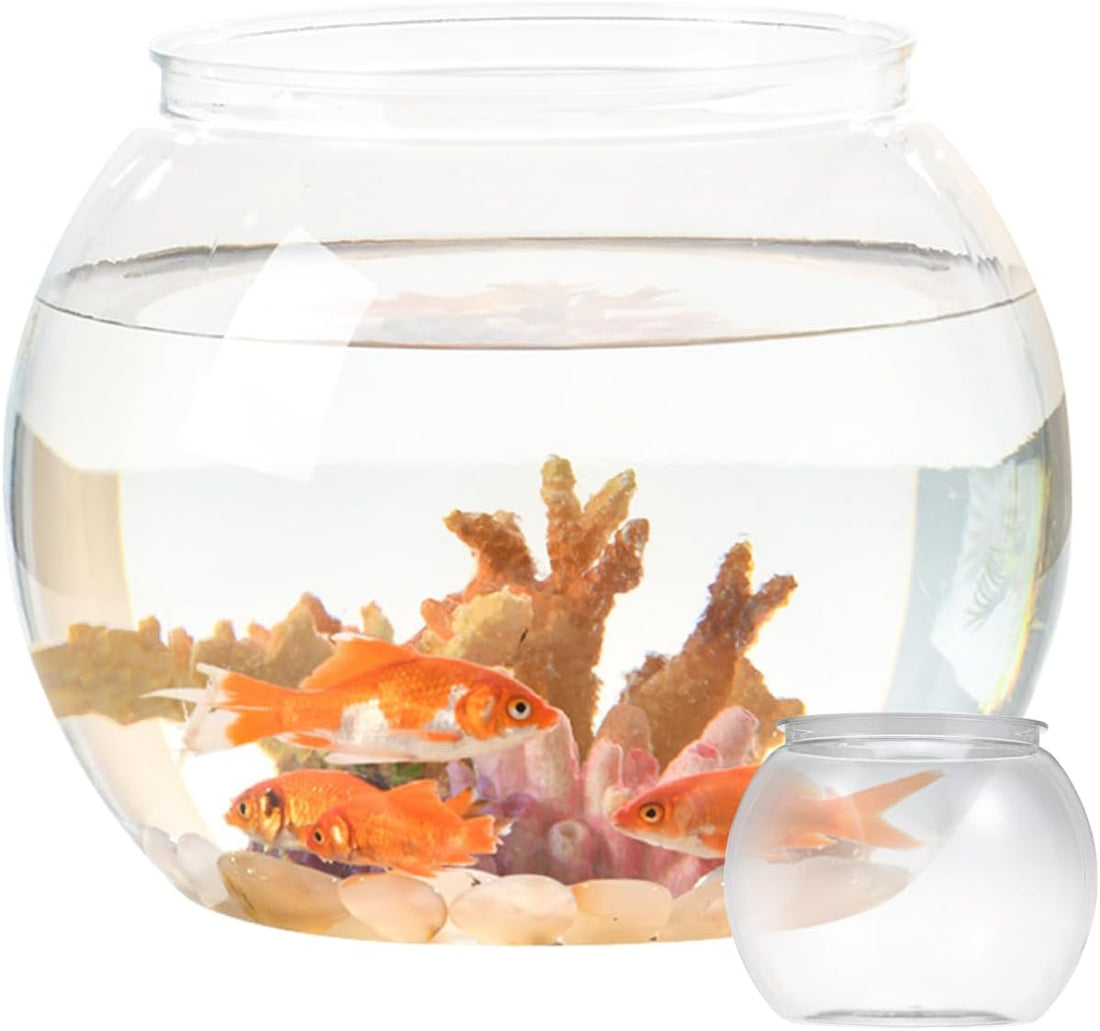 Clear Plastic Fish Bowl Round Aquarium 8.6 Inch Wide