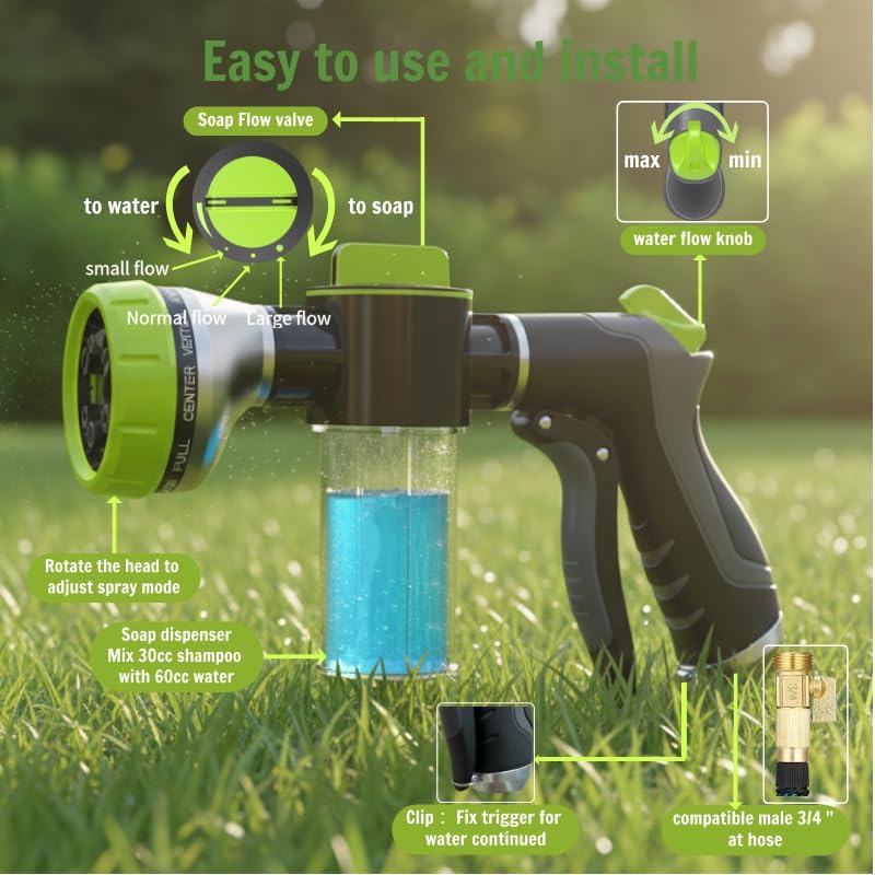 Dog Shower Attachment with Soap Dispenser for Pet Wash