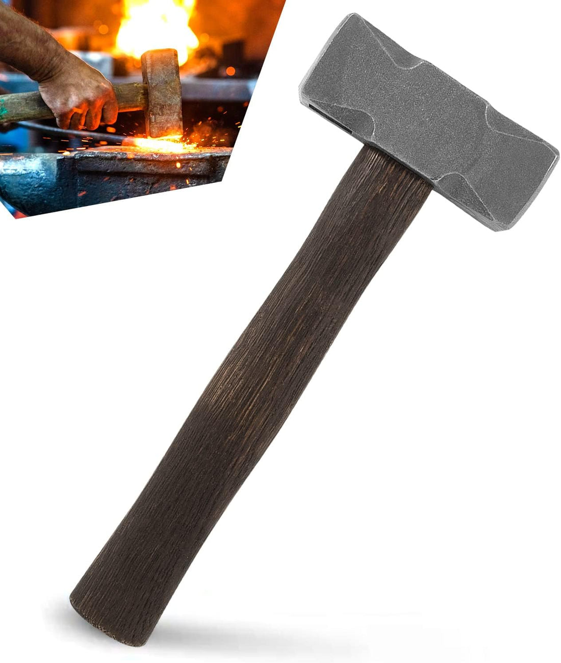 Blacksmith 2.2LB Handmade Square Forge Hammer for Farrier, Knife Maker