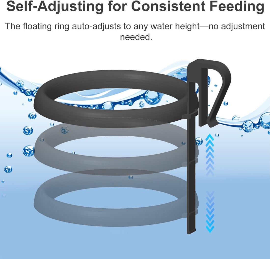 Clip On Fish Feeding Ring Self-Adjusting to Water Level for Betta