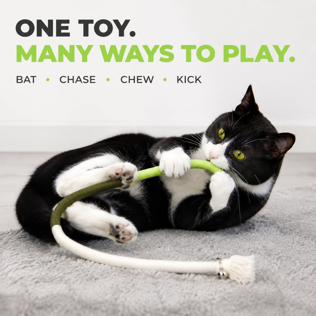 4-Pack Interactive Cat Chew Rope Toys, Teaser Sticks with Jingle Bells