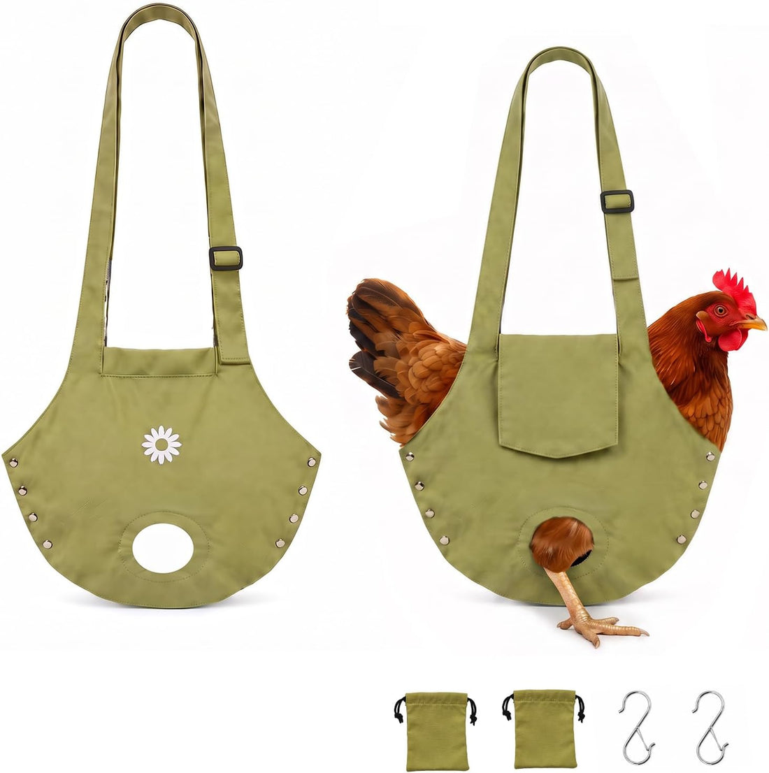 Chicken Sling Carrier with Shoulder Strap, Hen Holder Bag, 1-Pack