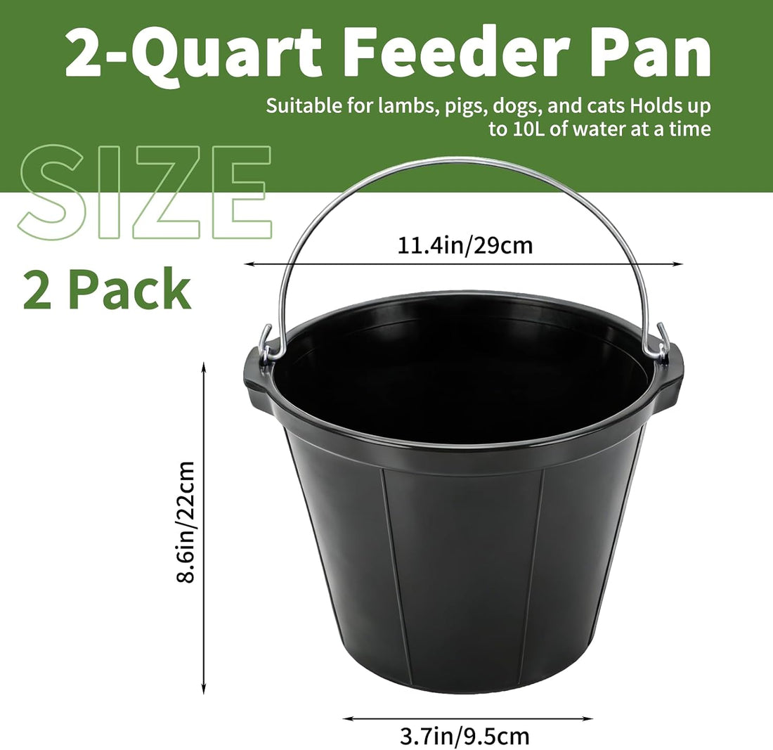 2 Pack Rubber Horse Feed Buckets, 10 Qt Water Troughs with Handles