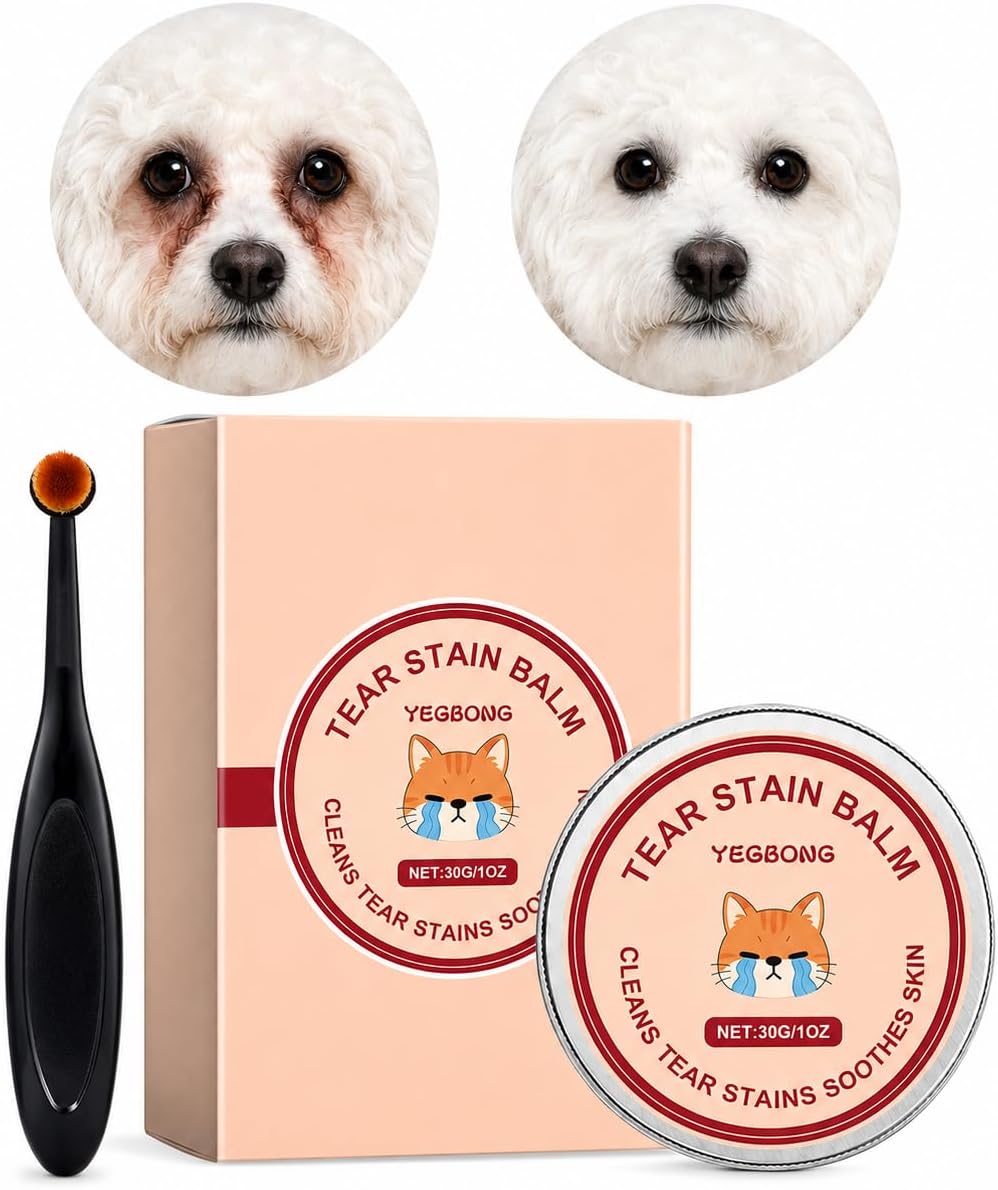 Tear Stain Remover Balm for Dogs & Cats with Soft Brush