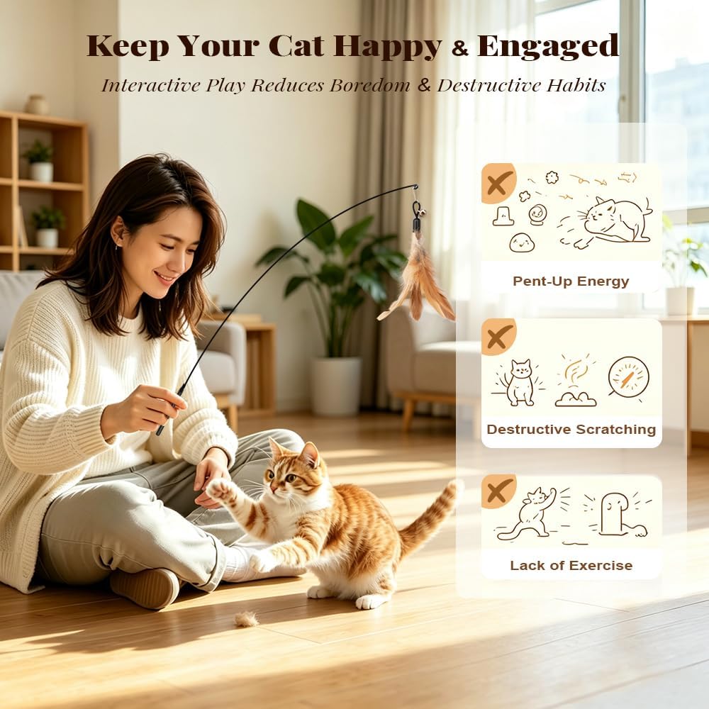 4-Pack Cat Toys for Indoor Cats & Kittens, Interactive Cat Toy