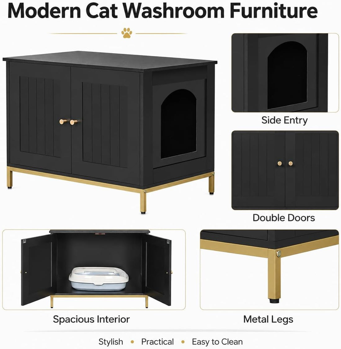 Homhedy Cat Litter Box Enclosure