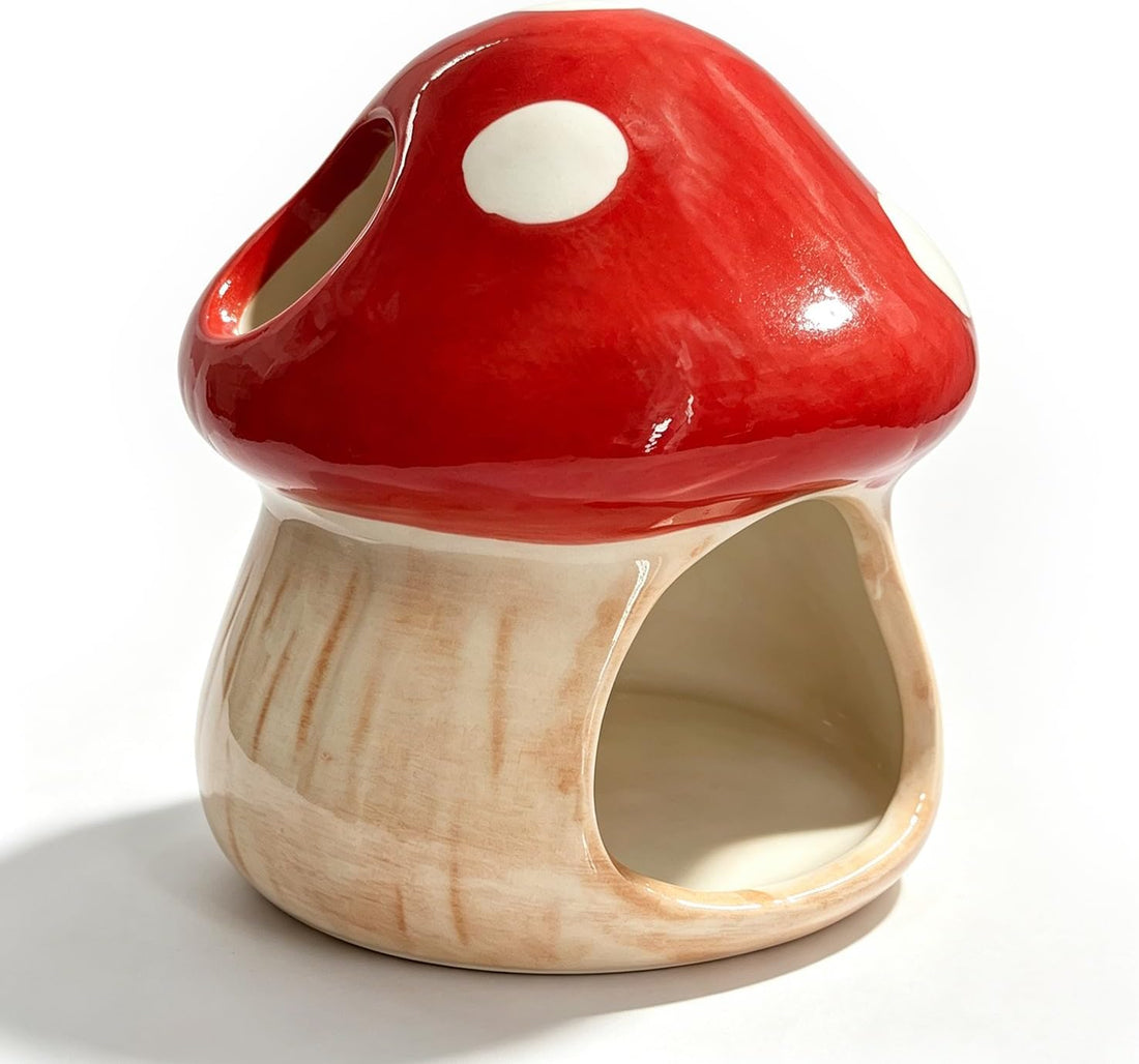 Betta Fish Tank Accessories, 4.33" Ceramic Mushroom Aquarium Decor