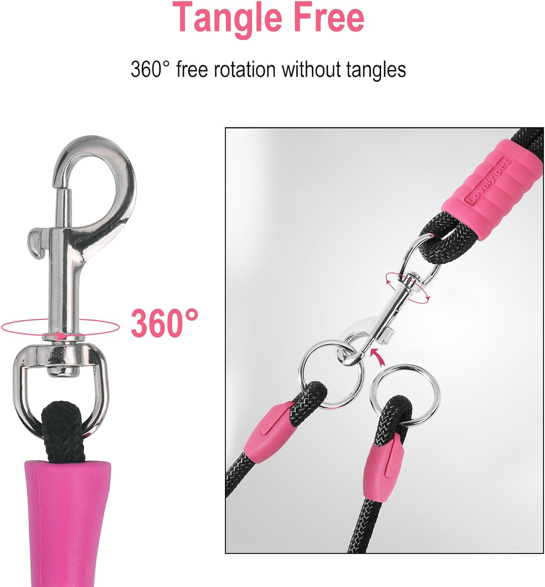 Double Dog Leash for Two Dogs,Dual Hands Free Dog Leashes,360 Swivel