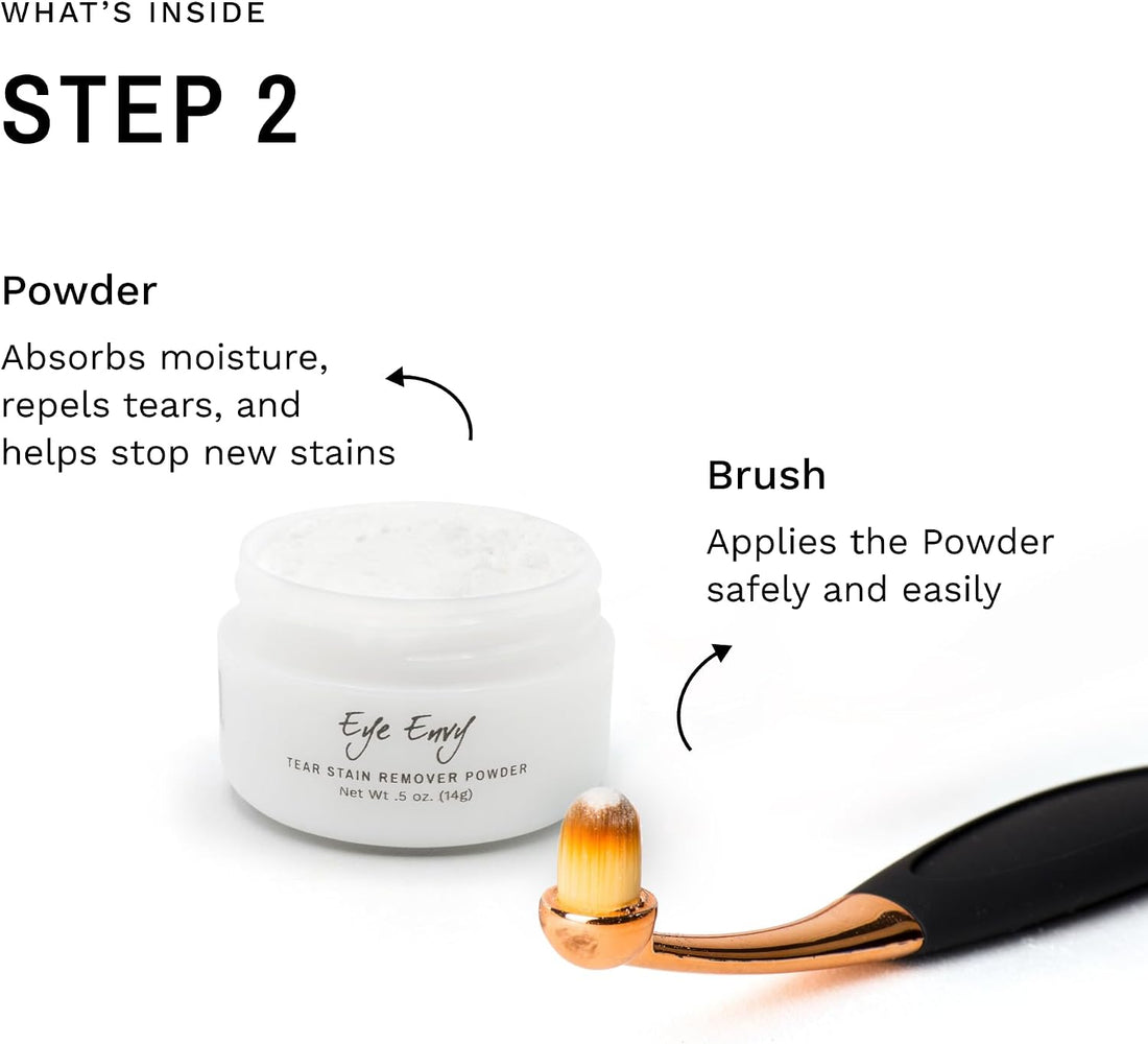 Eye Envy Cat Tear Stain Remover Starter Kit with ProPowder Brush.