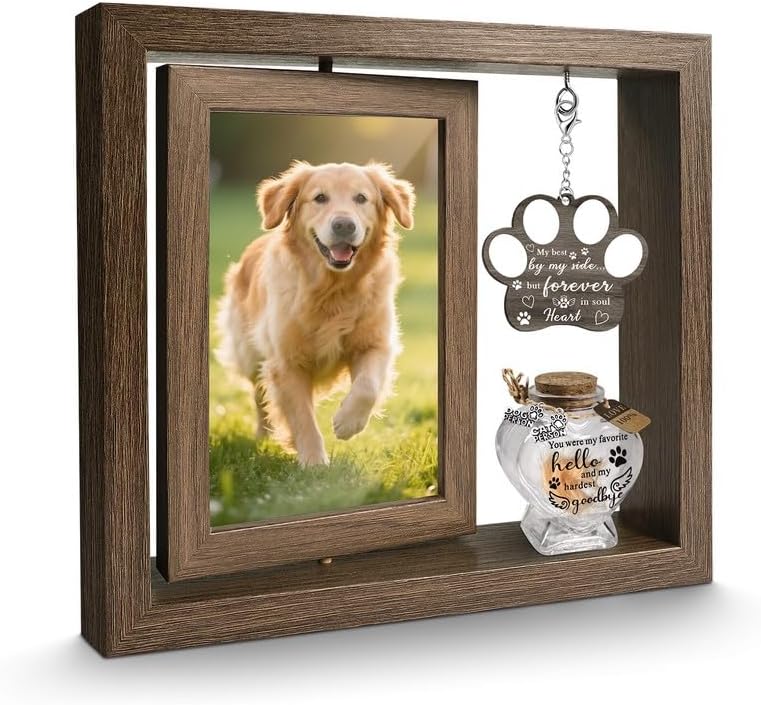 Pet Memorial Gifts for Loss of Cats- 360° Rotating Wooden Photo Frame