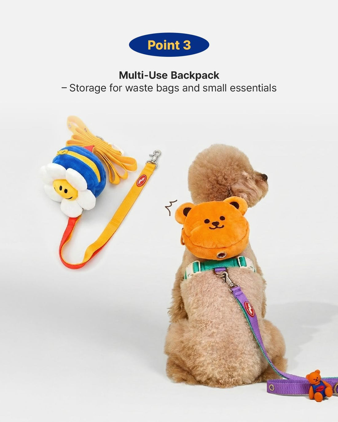 PETHROOM × Wiggle Wiggle Smile We Love Dog Backpack Harness with Leash