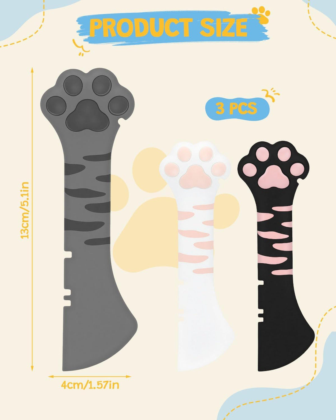 3Pcs Silicone Cat Food Spoon & Spatula, Cat Can Opener
