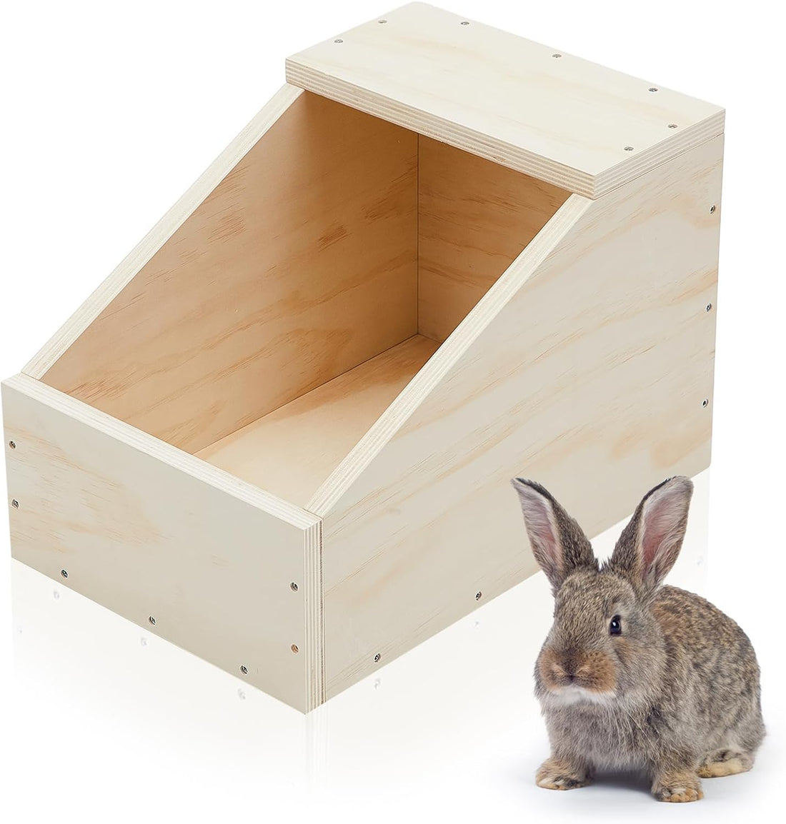 Maxcheck 1 Pack Wooden Rabbit Nesting Box, 16x11x11 Inch Hutch Hideout