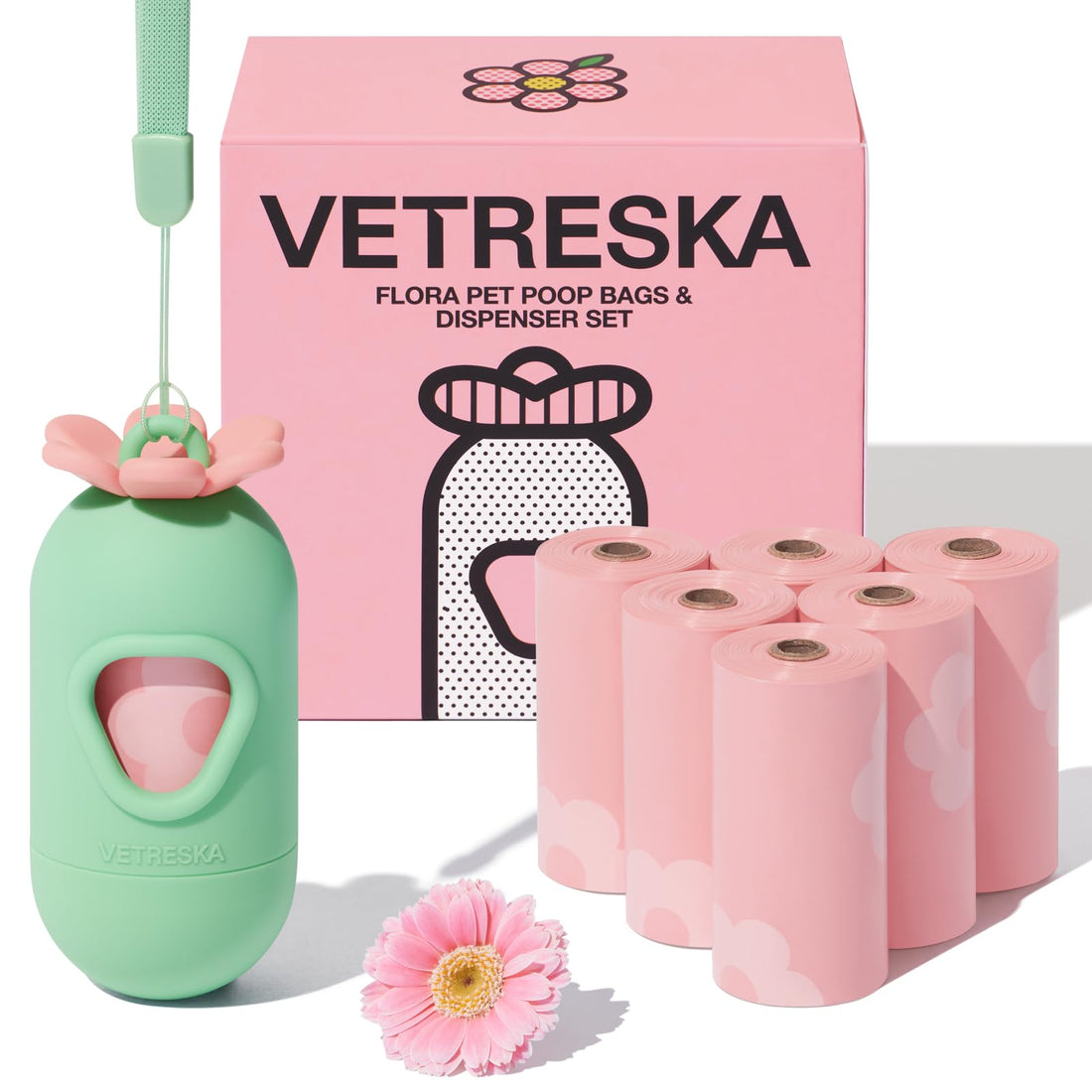VETRESKA Dog Poop Bags with Dispenser, Lavender Scented