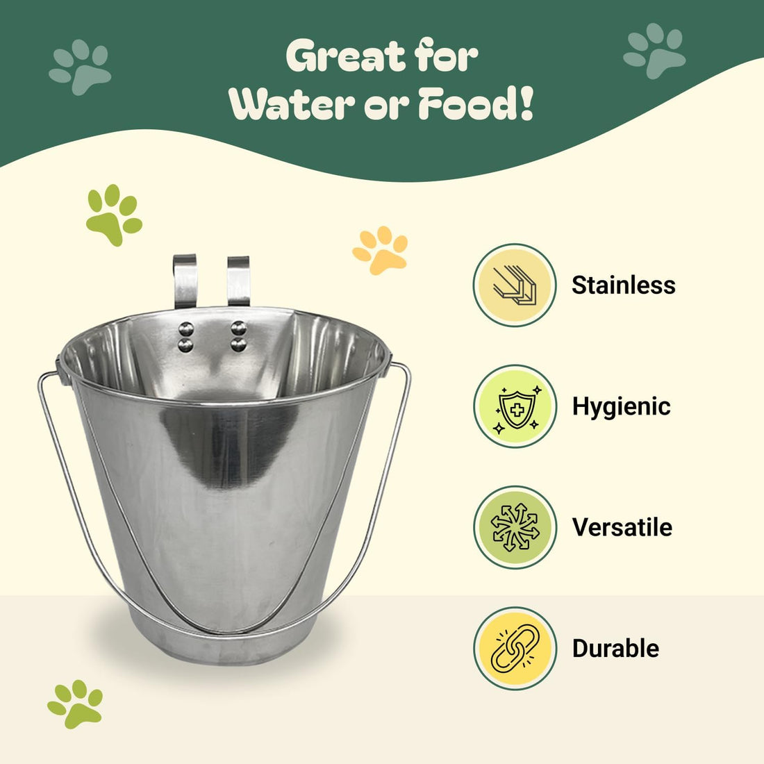 Advance Pet Product Heavy Stainless Steel with 2 Hook Bucket