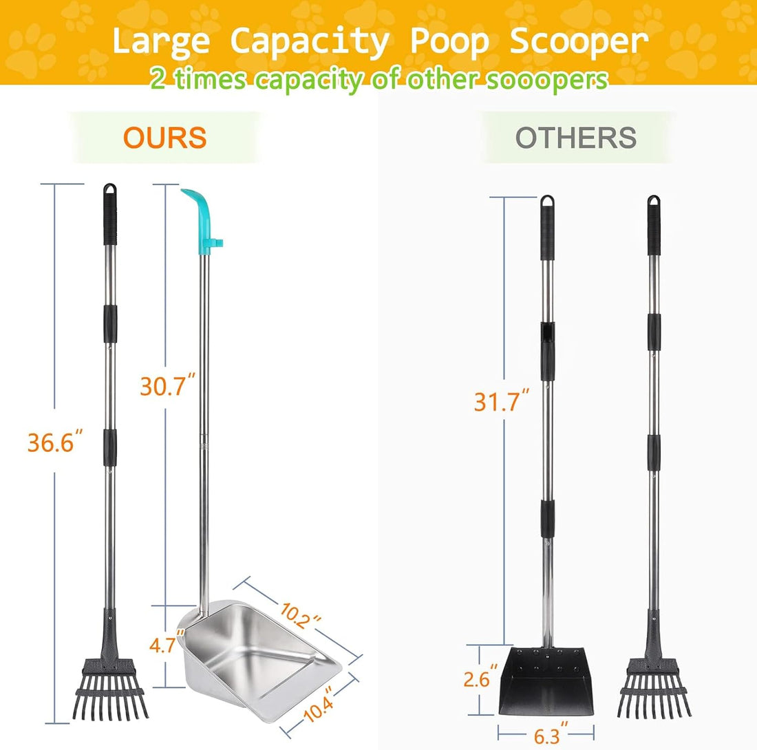 Dog Pooper Scooper for Large Dogs with Large Capacity Tray