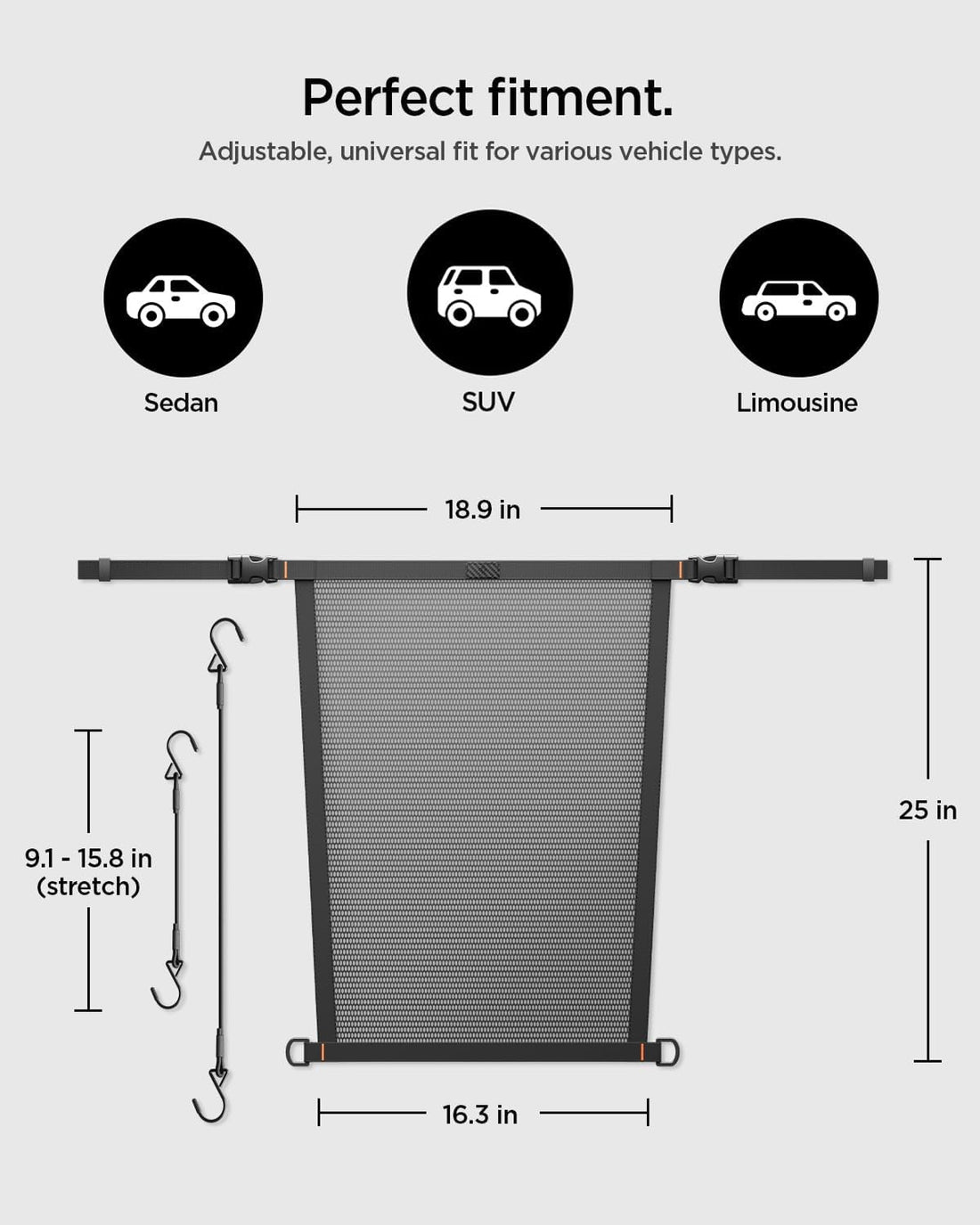 Spigen Micro Nylon Mesh Dog Barrier Secure Small & Medium Pet Divider