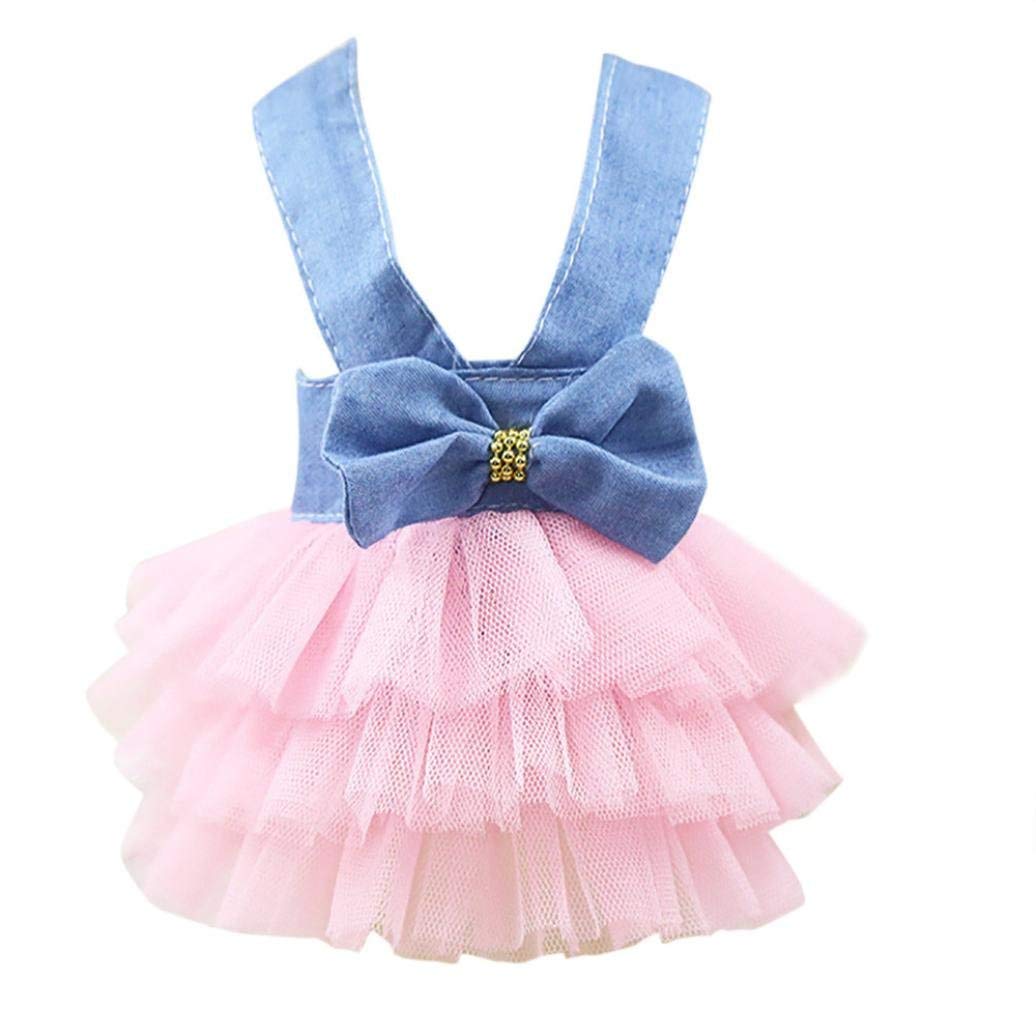 Clopon Pet's Cute Halter Bowknot Tutu Dress for Small Dogs Girl Cute
