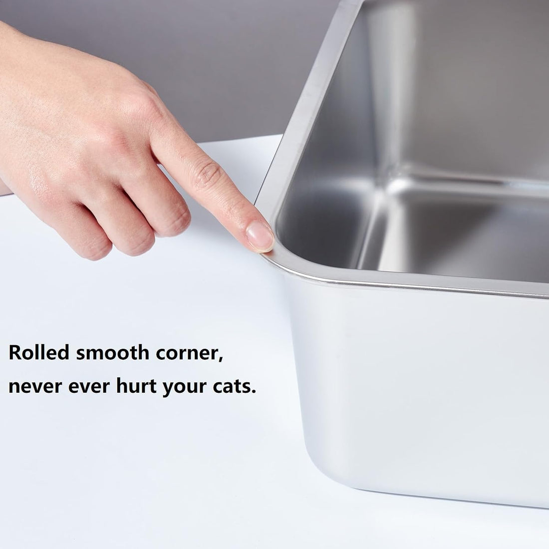 XL Stainless Steel Litter Box with Lid, Extra Large Cat Litter Box