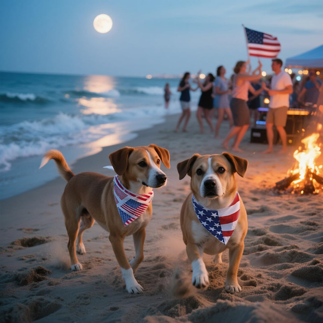 CozyHaus 2PCS Dual-Layer Design Patriotic Dog Bandanas Outfit,Large