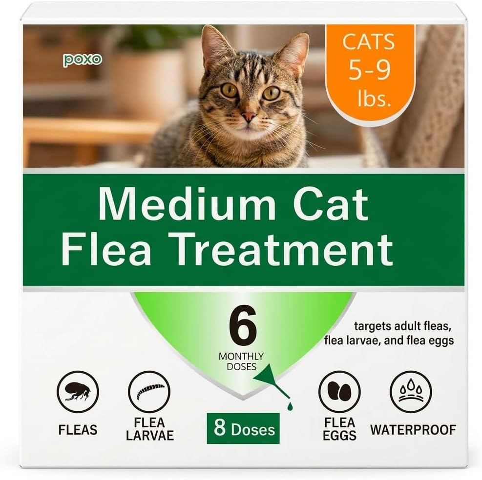 Topical Flea for Medium Cats 5-9 lbs, Fast Acting & Long-Lasting