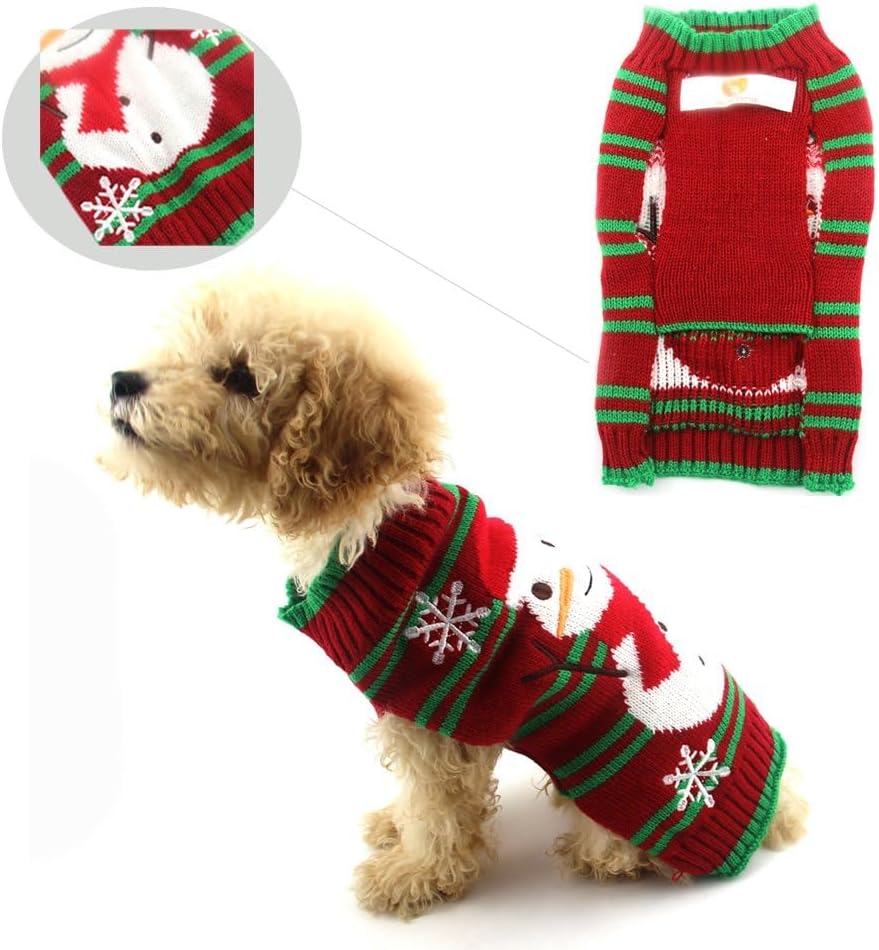 NACOCO Dog Snow Sweater - Snowman Holiday Pet Clothes for Small Dogs